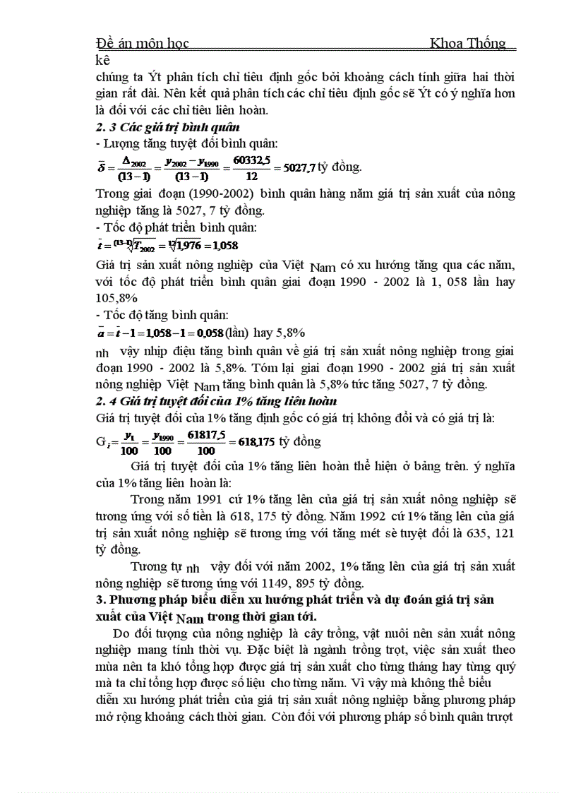 image for page Vận dụng dãy số thời gian với phân tích tổng giá trị sản xuất nông nghiệp của Việt Nam giai đoạn 1990 2002
