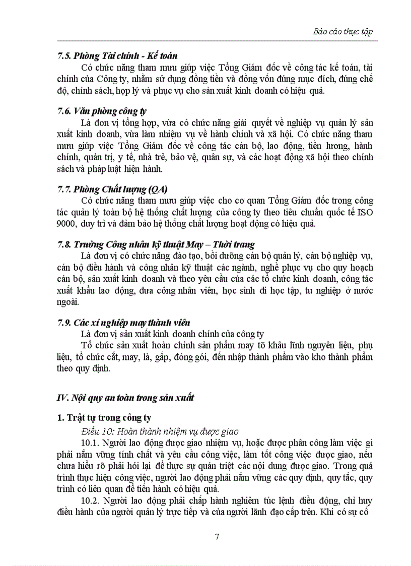 image for page Báo cáo thực tập tổng hợp của Tổng Công ty May 10 Việt Nam