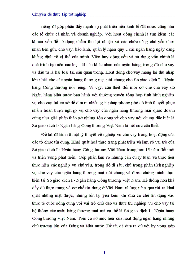 image for page Hoàn thiện nghiệp vụ cho vay của Sở giao dịch I Ngân hàng Công thương Việt Nam 1