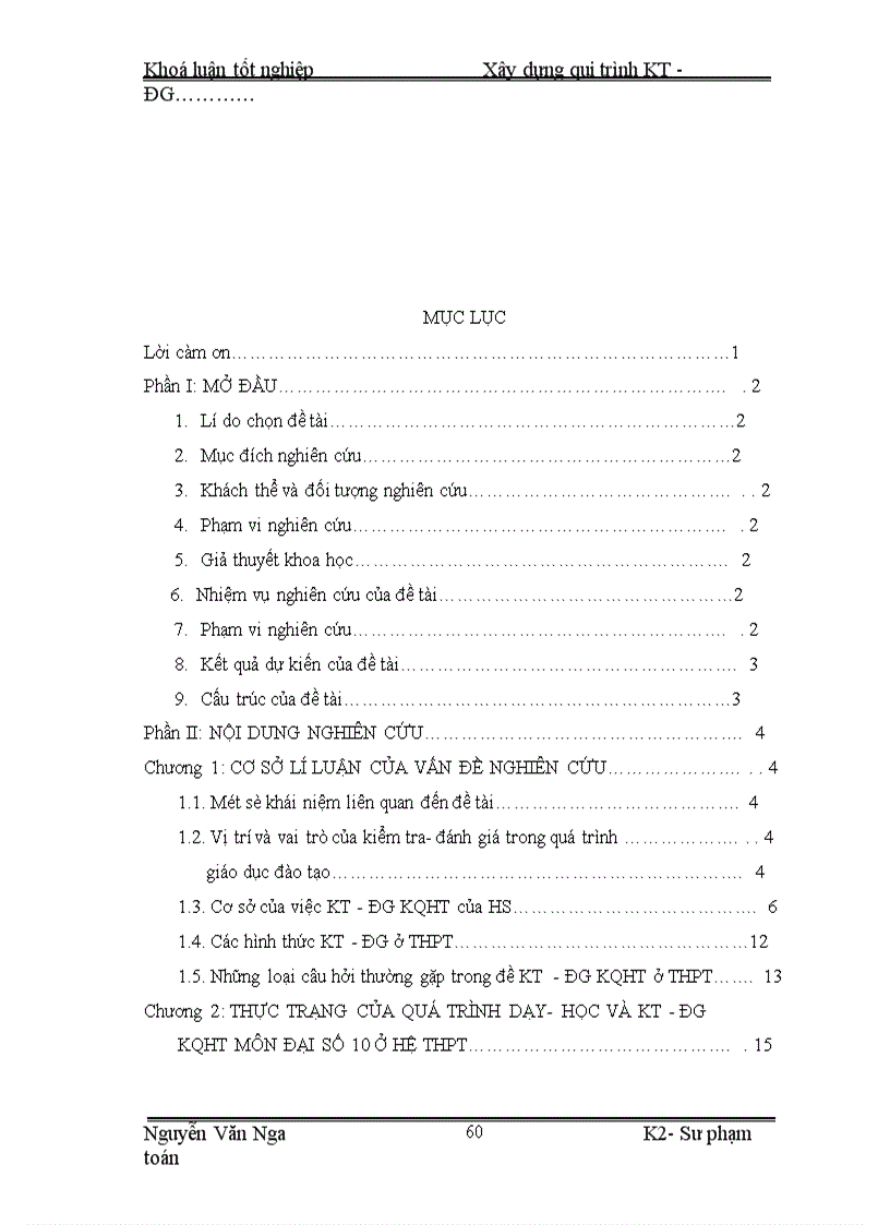 image for page Xây dựng qui trình kiểm tra kết quả học tập môn toán Đại số 10 ở hệ THPT