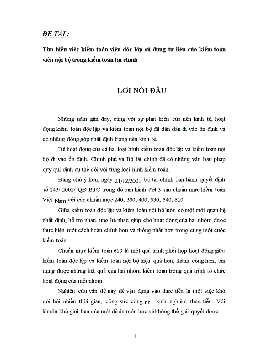 image for page Tìm hiểu việc kiểm toán viên độc lập sử dụng tư liệu của kiểm toán viên nội bộ trong kiểm toán tài chính