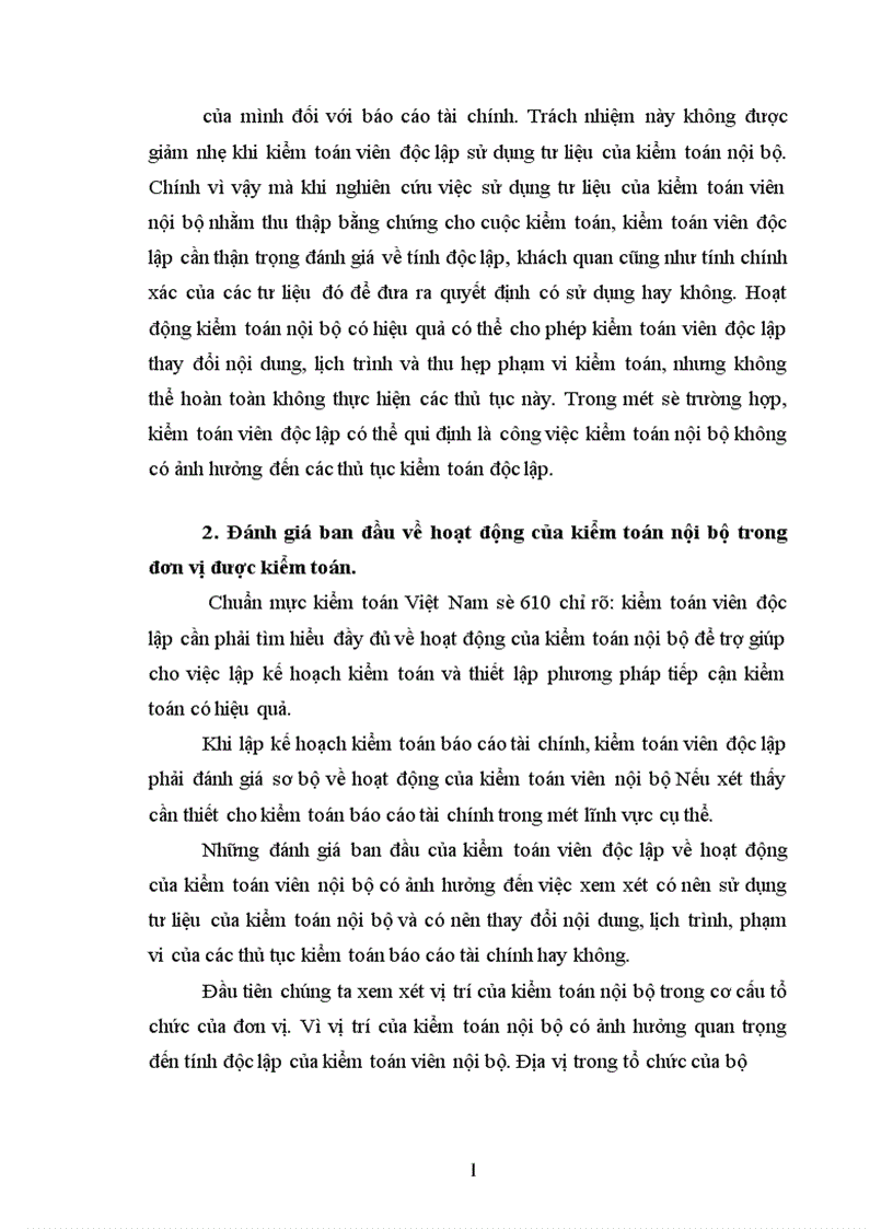 image for page Tìm hiểu việc kiểm toán viên độc lập sử dụng tư liệu của kiểm toán viên nội bộ trong kiểm toán tài chính