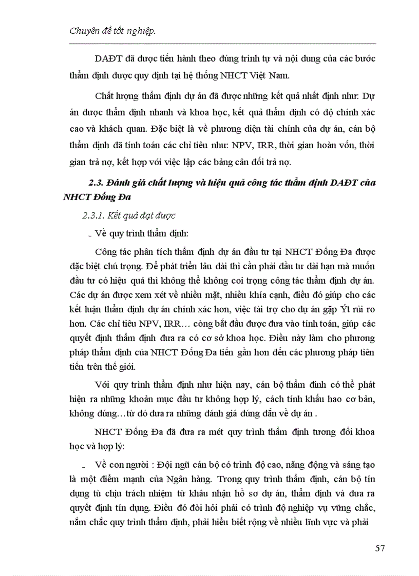 image for page Một số giải pháp nâng cao chất lượng công tác thẩm định dự án đầu tư tại chi nhánh NHCT Đống Đa 1