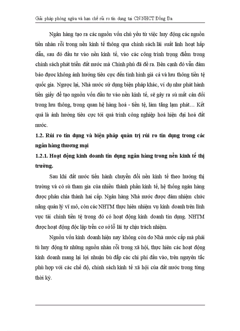 image for page Giải pháp hạn chế rủi ro tín dụng tại Chi nhánh Ngân hàng Công Thương khu vực Đống Đa 1