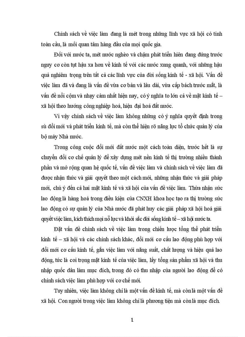 image for page Thực trạng chính sách về việc làm ở nước ta