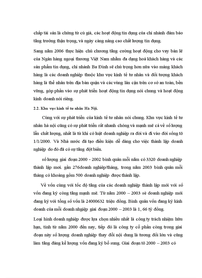 image for page Mở rộng hoạt động tín dụng đối với khu vực kinh tế tư nhân của ngân hàng ngoại thương nội chi nhánh Ba Đình 1