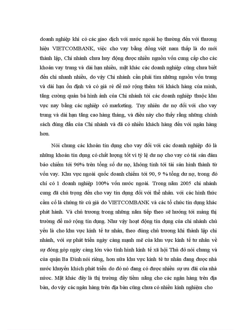 image for page Mở rộng hoạt động tín dụng đối với khu vực kinh tế tư nhân của ngân hàng ngoại thương nội chi nhánh Ba Đình 1