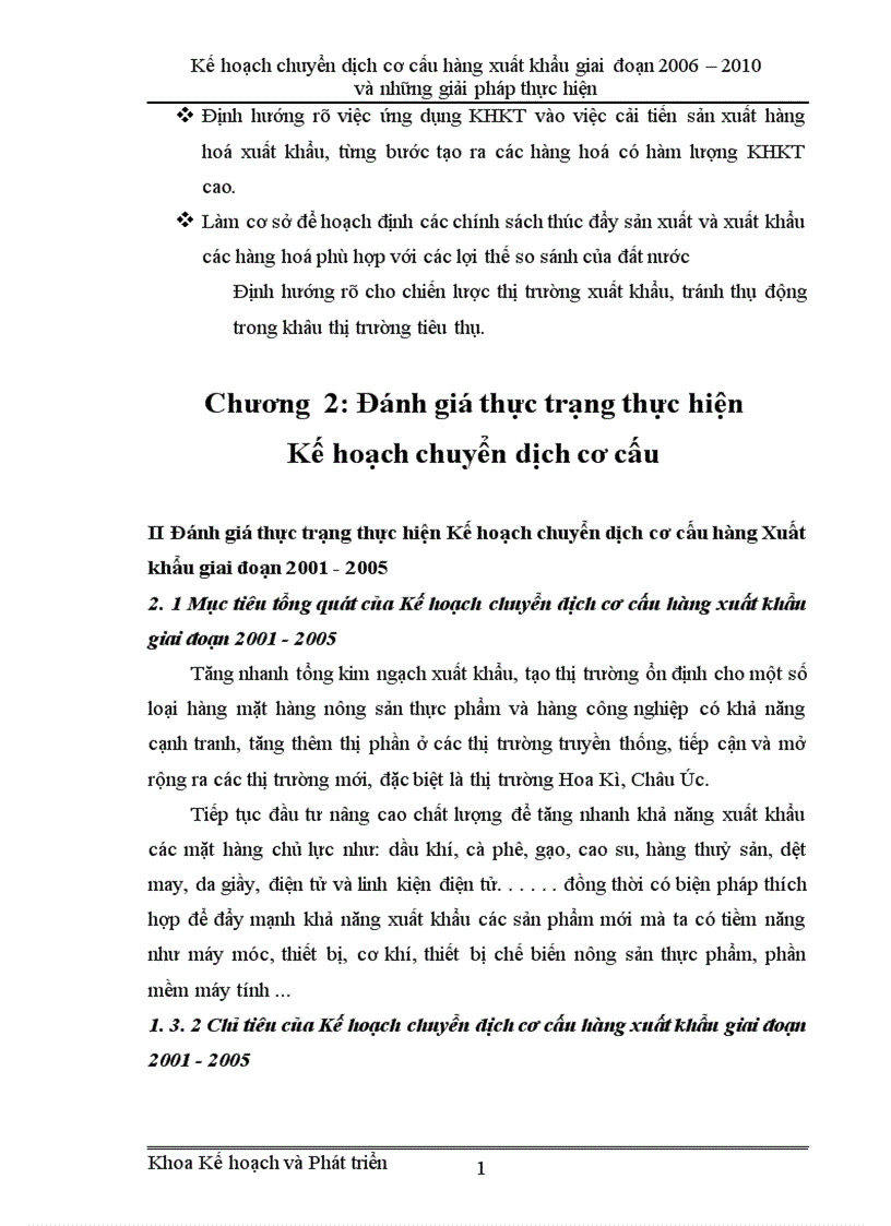 Kế hoạch hóa chuyển dịch cơ cấu hàng xuất khẩu giai đoạn 2005 2010 và những giải pháp thực hiện