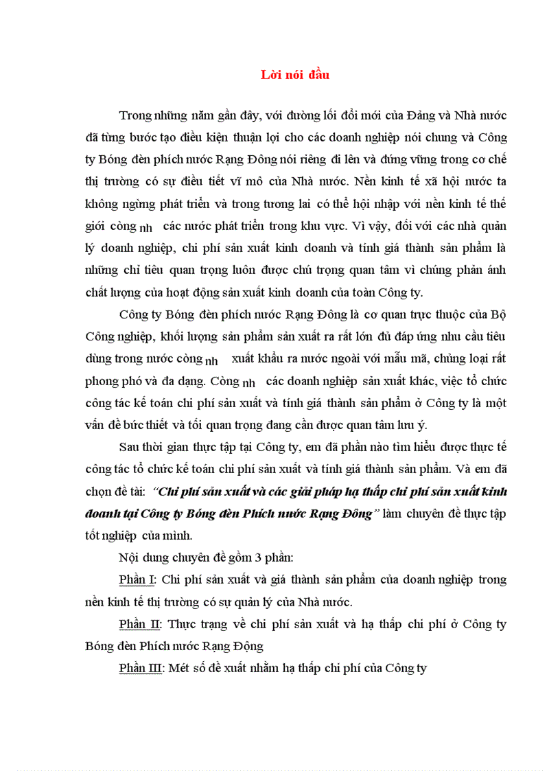 image for page Chi phí sản xuất và các giải pháp hạ thấp chi phí sản xuất kinh doanh tại Công ty Bóng đèn Phích nước Rạng Đông