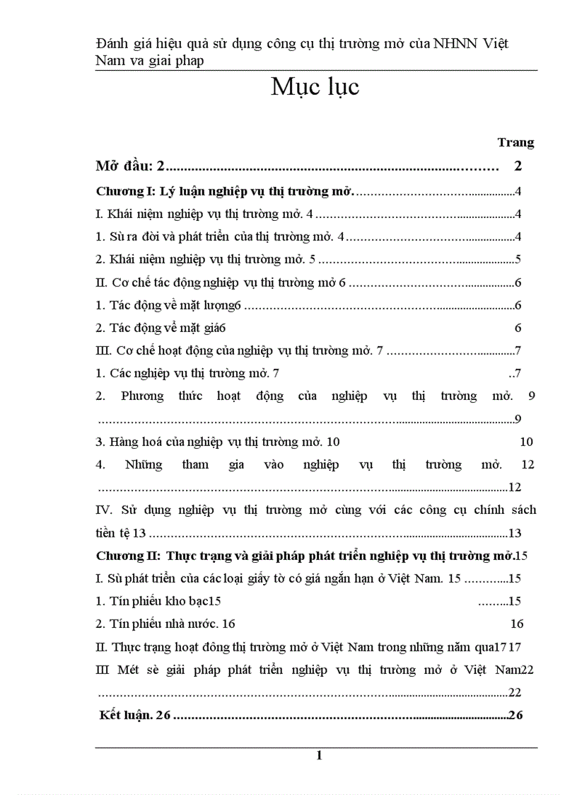 image for page Đánh giá hiệu quả hoạt động nghiệp vụ thị trường mở của Ngân Hàng Nhà Nước Việt Nam và giải pháp 1