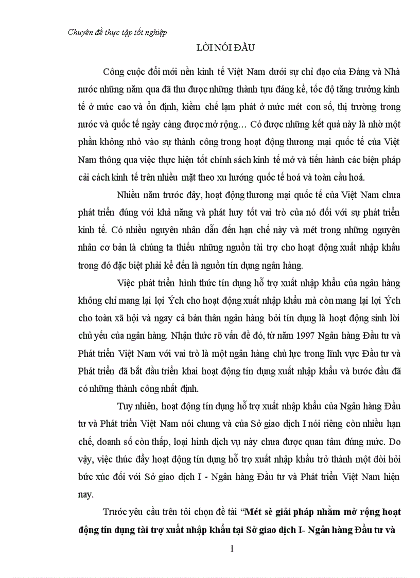 image for page Một số giải pháp nhằm mở rộng hoạt động tín dụng tài trợ xuất nhập khẩu tại Sở giao dịch I Ngân hàng Đầu tư và Phát triển Việt Nam 1