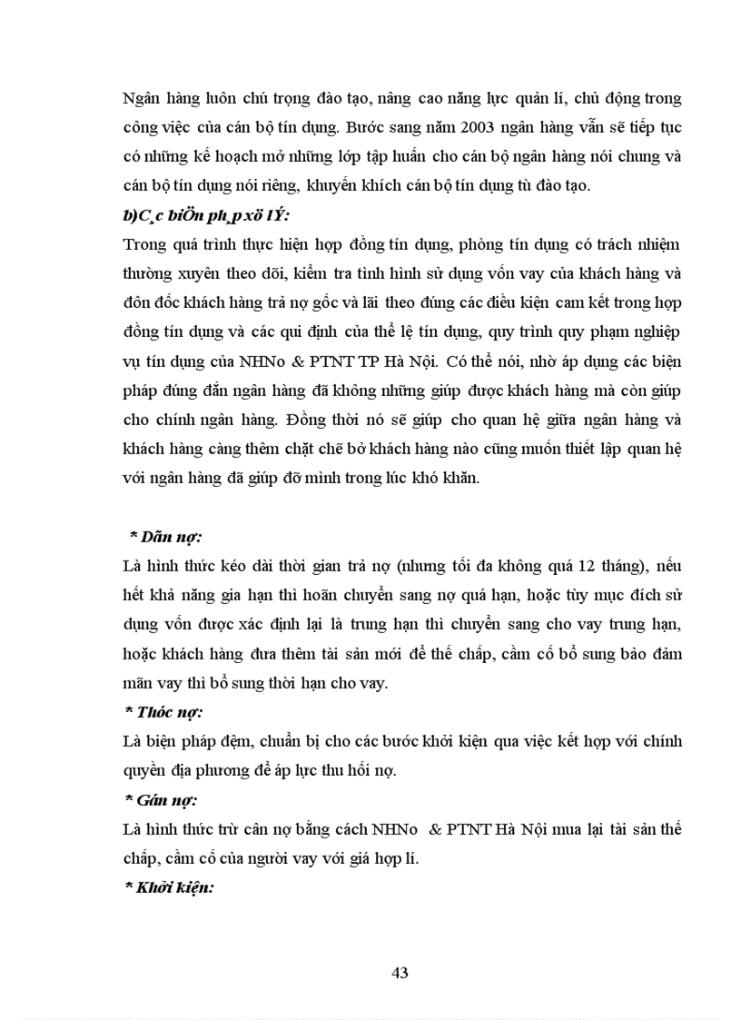 image for page Ngăn ngừa và xử lí nợ quá hạn tại Ngân hàng Nông Nghiệp và Phát Triển Nông Thôn Hà Nội 1