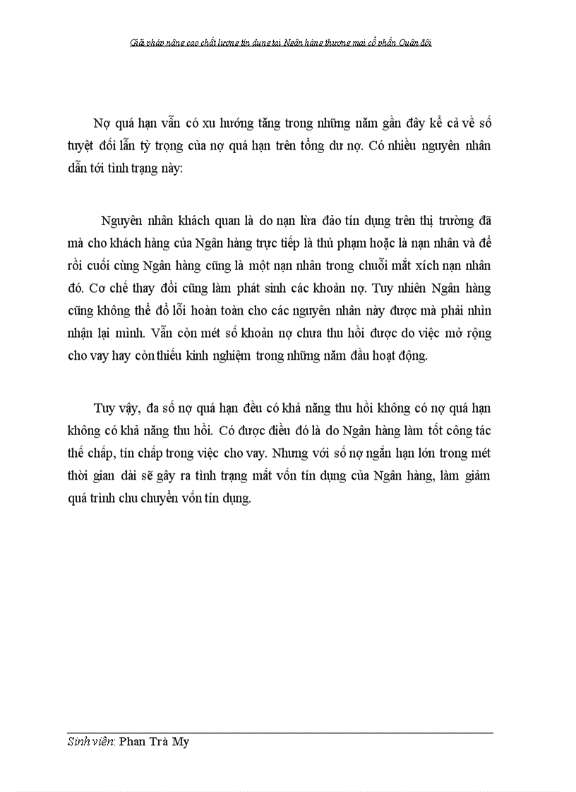 image for page Giải pháp nâng cao chất lượng tín dụng tại Ngân hàng thương mại cổ phần Quân đội 1