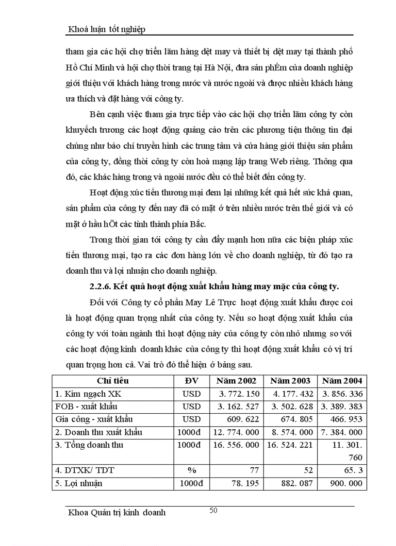 image for page Một số giải pháp nhằm thúc đẩy hoạt động xuất khẩu hàng may mặc tại Công ty cổ phần May Lê Trực