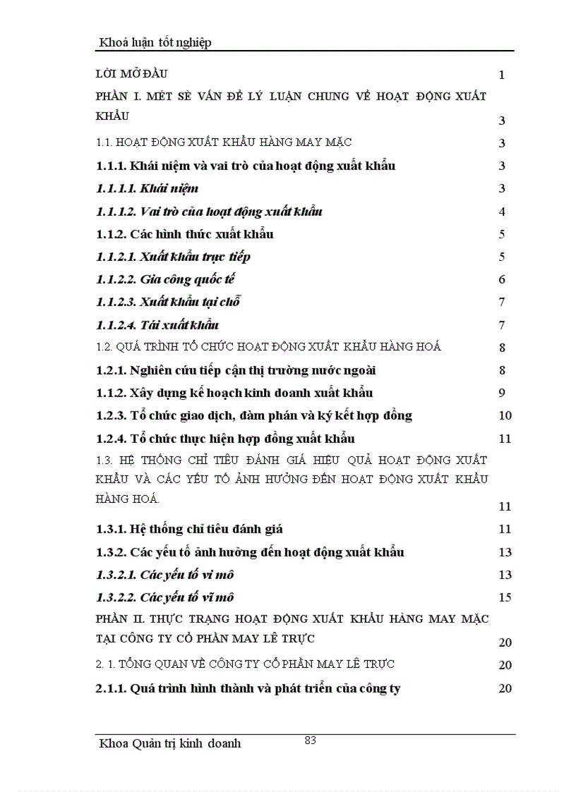 image for page Một số giải pháp nhằm thúc đẩy hoạt động xuất khẩu hàng may mặc tại Công ty cổ phần May Lê Trực