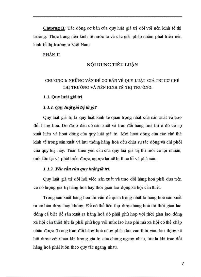 Những vấn đề cơ bản của quy luật giá trị cơ chế thị trường và nền kinh tế thị trường 1