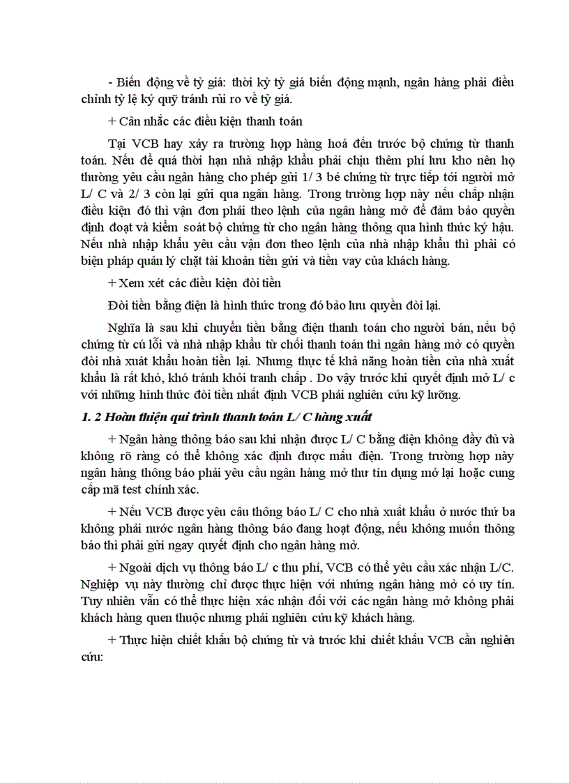 image for page Một số giải pháp nâng cao hiệu quả trong công tác thanh toán hàng xuất nhập khẩu bằng phương thức tính dụng chứng từ tại Ngân hàng Ngoại thương Việt Nam 1