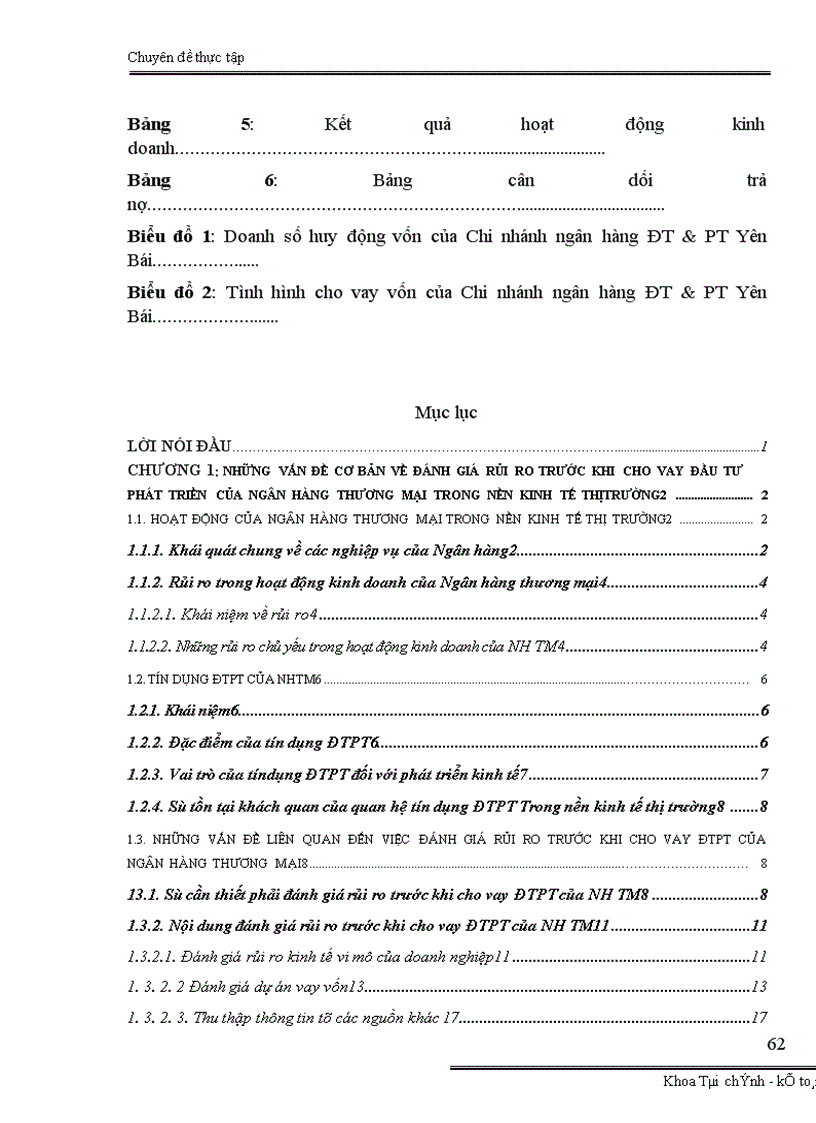 image for page Đánh giá rủi ro trước khi cho vay ĐTPT tại Chi nhánh ngân hàng ĐT PT Yên Bái 1
