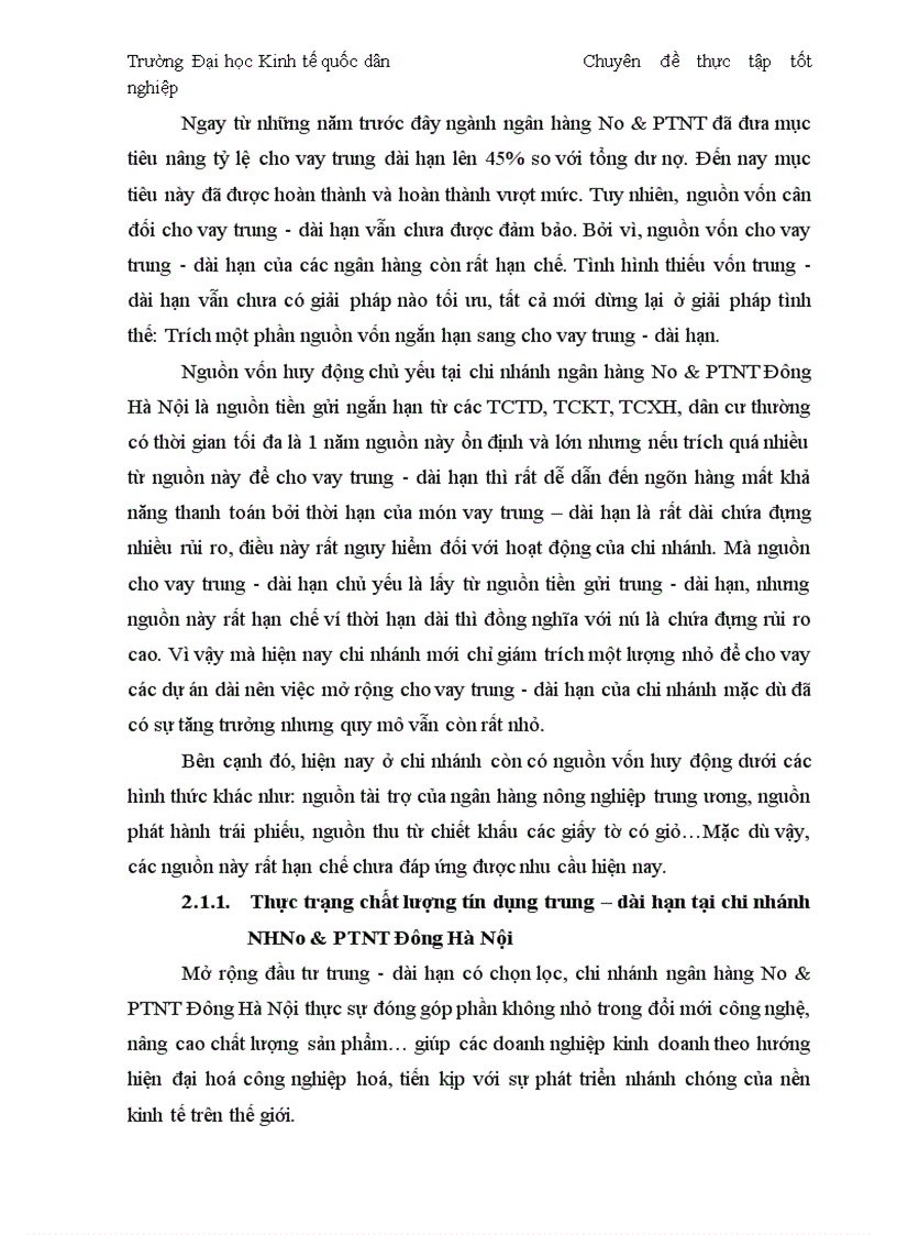 image for page Thực trạng và giải pháp đối với tín dụng trung dài hạn tại chi nhánh Ngân Hàng No PTNT Đông Hà Nội 1