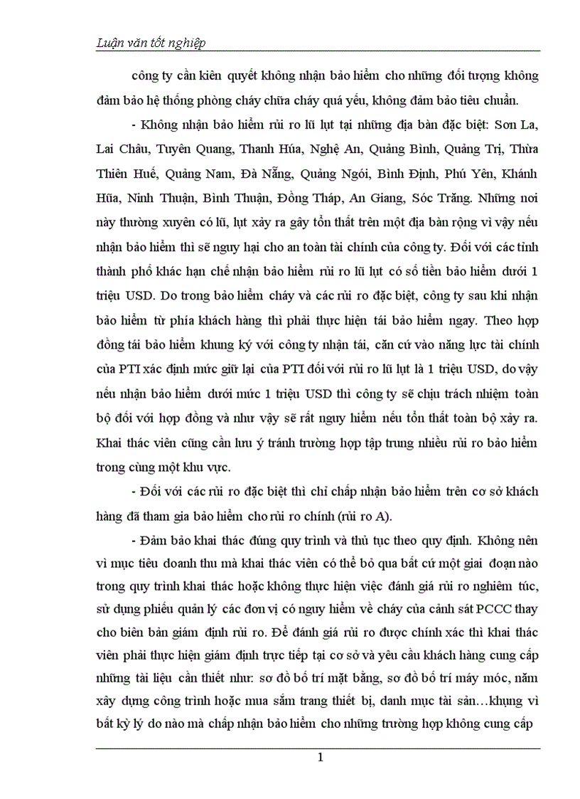 image for page Thực trạng khai thác nghiệp vụ bảo hiểm cháy và các rủi ro đặc biệt tại Công ty Cổ phần Bảo hiểm Bưu điện PTI 1