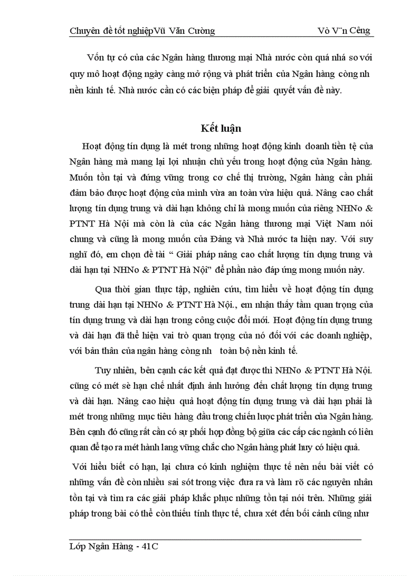 image for page Giải pháp nâng cao chất lượng tín dụng trung và dài hạn tại NHNo PTNT Hà Nội 1