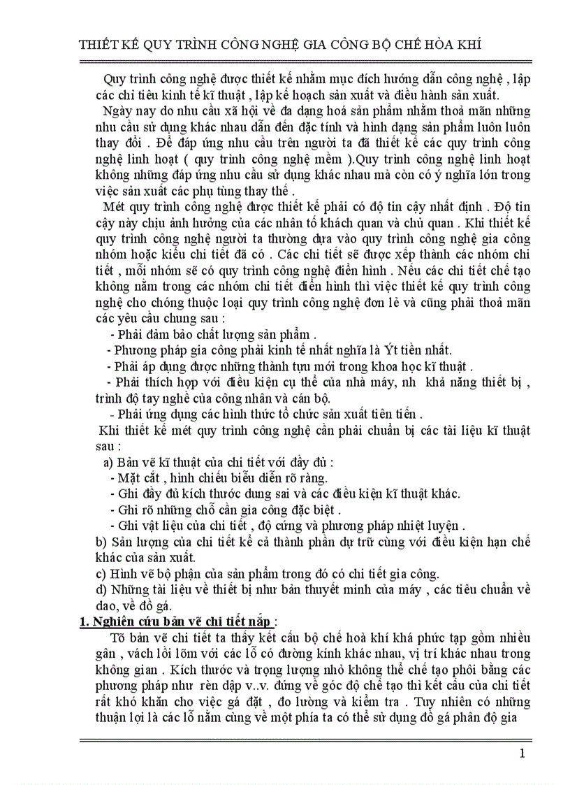 image for page thiết kế quy trình công nghệ gia công bộ chế hòa khí