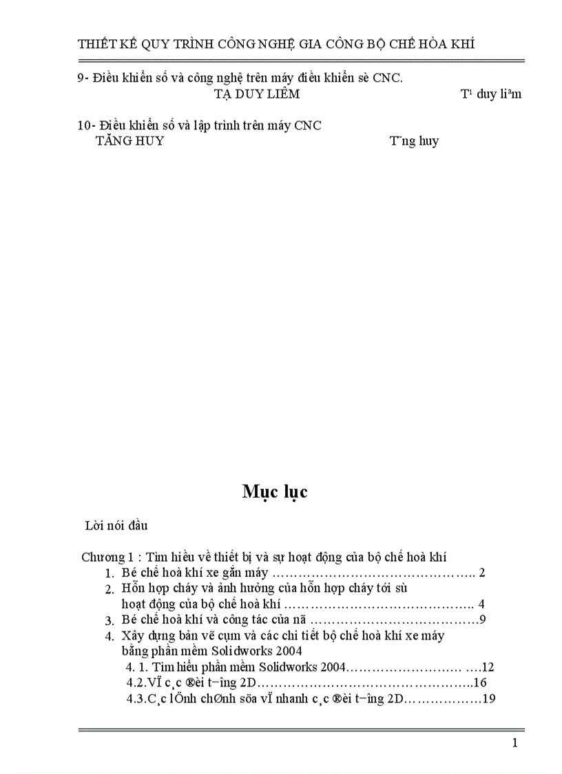 image for page thiết kế quy trình công nghệ gia công bộ chế hòa khí