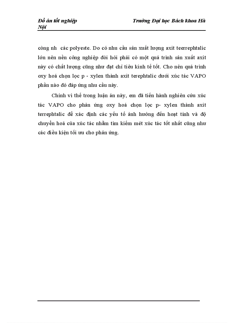 image for page nghiên cứu xúc tác VAPO cho phản ứng oxy hoá chọn lọc p xylen thành axit terrephtalic