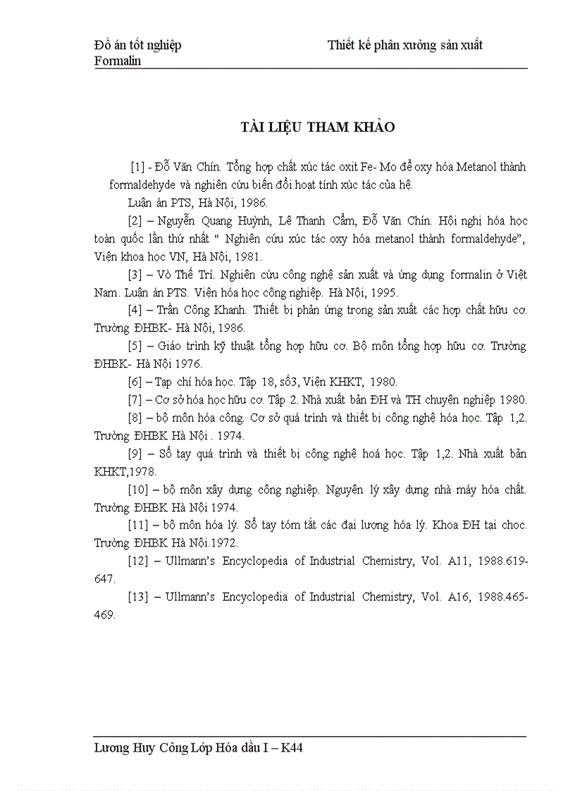 image for page Nghiên cứu xúc tác oxy hóa metanol thành formaldehyde Thiết kế phân xưởng sản xuất Formalin