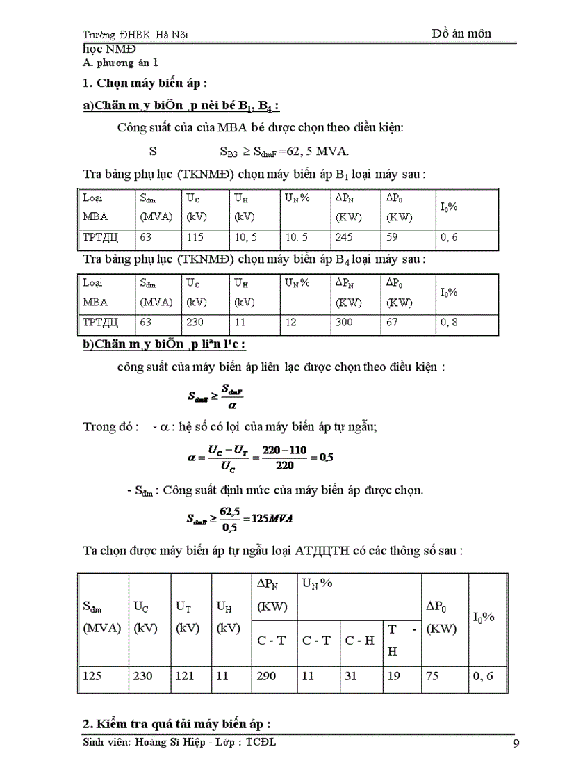 image for page Tính toán phụ tải và cân bằng công suất 1