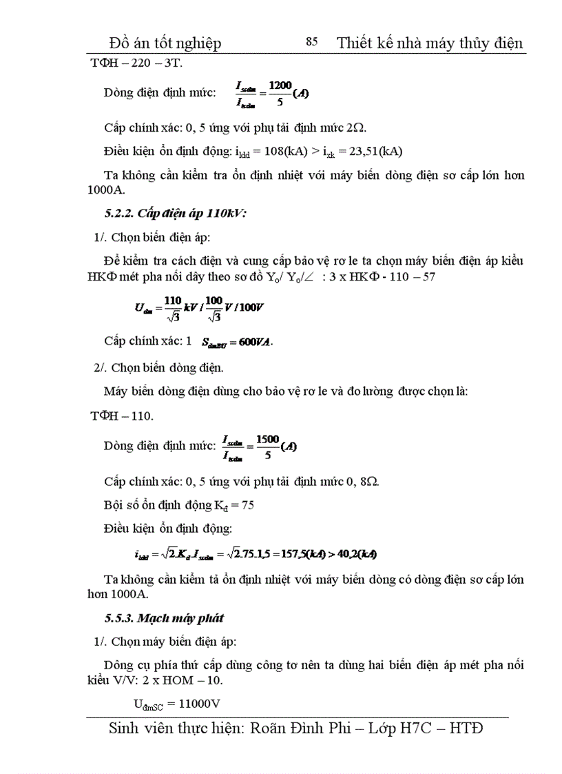 image for page Thiết kế nhà máy thuỷ điện công suất 4 x 100 MW cung cấp cho phụ tải điện áp máy phát phụ tải trung áp 110 kV Phụ tải cao áp 220 kV 1