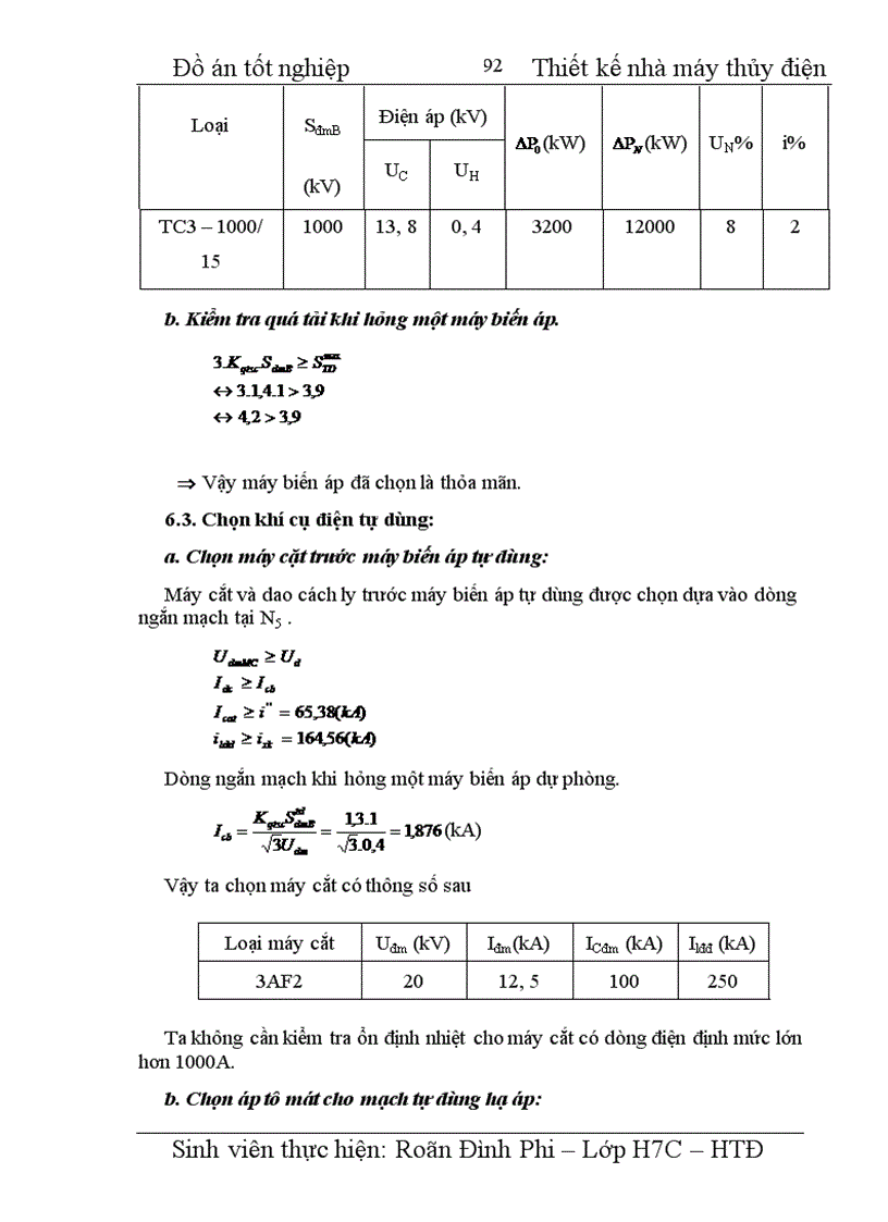 image for page Thiết kế nhà máy thuỷ điện công suất 4 x 100 MW cung cấp cho phụ tải điện áp máy phát phụ tải trung áp 110 kV Phụ tải cao áp 220 kV 1