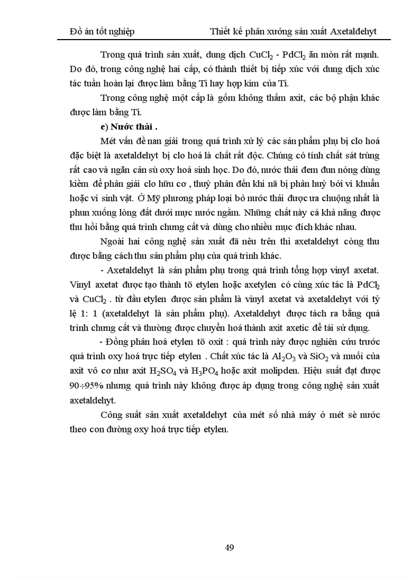 image for page Thiết kế phân xưởng sản xuất Axetaldehyt 1