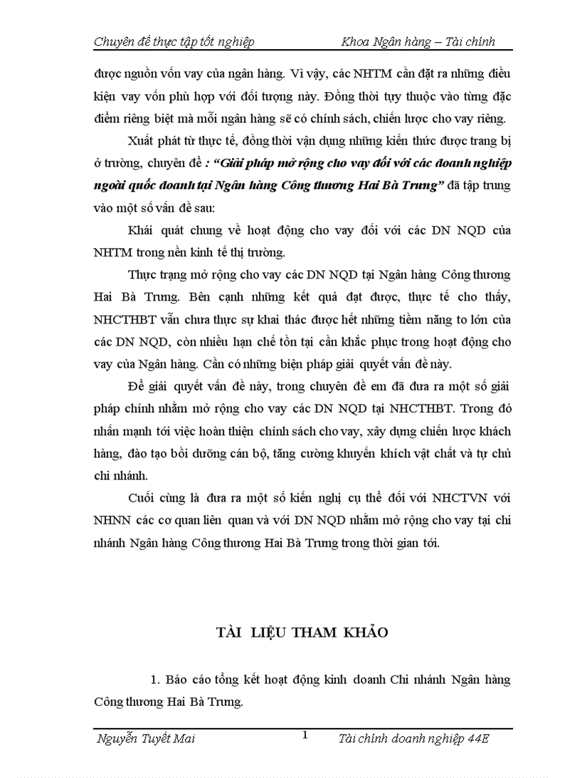 image for page Giải pháp mở rộng cho vay đối với các doanh nghiệp ngoài quốc doanh tại Ngân hàng Công thương Hai Bà Trưng