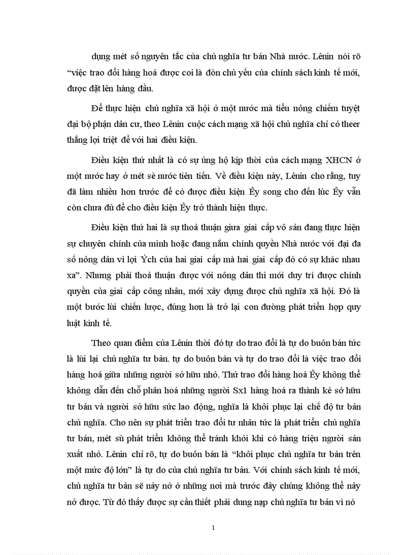 Lý luận của lê nin về chủ nghĩa tư bản nhà nước trong thời kỳ quá độ lên chủ nghĩa xã hội và sự vận dụng lý luận đó ở việt nam hiện nay 1