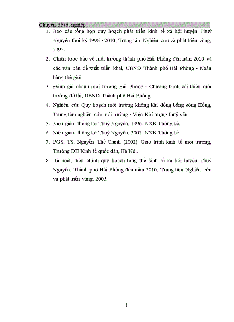 image for page Đánh giá hiệu quả kinh tế xã hội và môi trường của quy hoạch kinh tế xã hội huyện Thuỷ Nguyên thành phố Hải Phòng