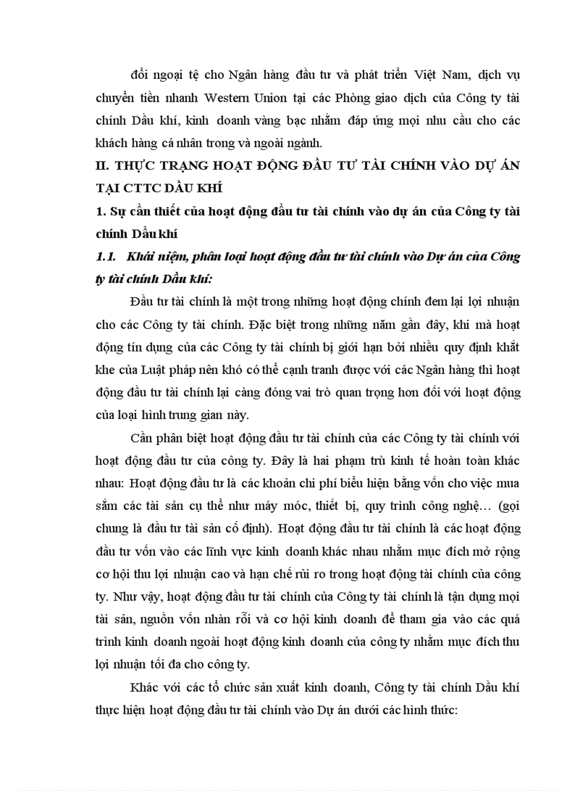 image for page Tình hình đầu tư tài chính vào Dự án tại Công ty tài chính Dầu khí thuộc Tổng công ty Dầu khí Việt Nam