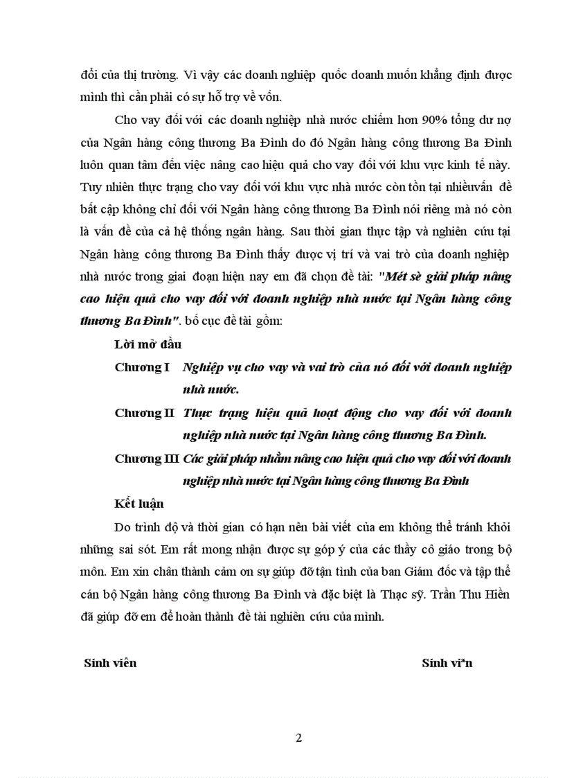 image for page Một số giải pháp nâng cao hiệu quả cho vay đối với doanh nghiệp nhà nước tại Ngân hàng công thương Ba Đình 1