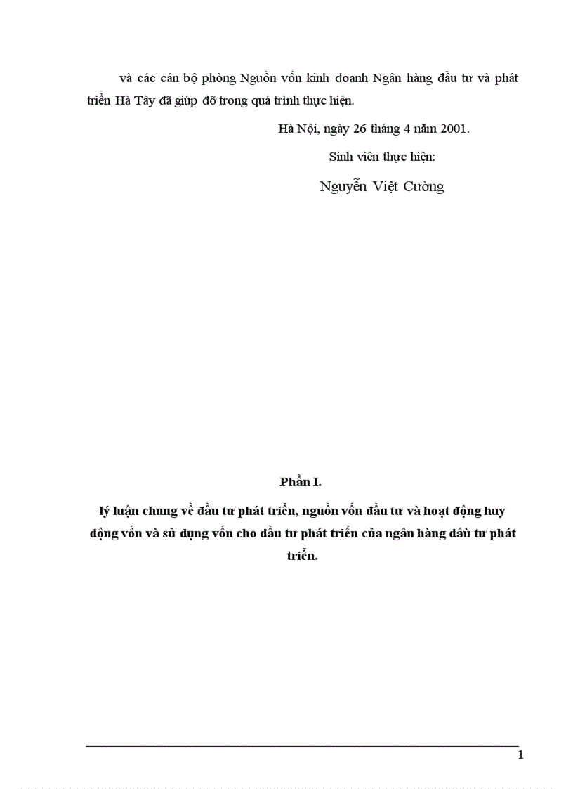 Một số giải pháp nhằm tăng cường khả năng huy động vốn và sử dụng vốn cho đầu tư phát triển tại ngân hàng đầu tư phát triển Hà Tây 1
