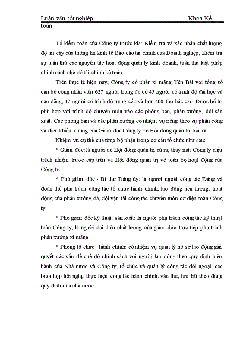 image for page Hạch toán tập hợp chi phí sản xuất và tính giá thành sản phẩm tại Công ty cổ phần xi măng Yên Bái 1