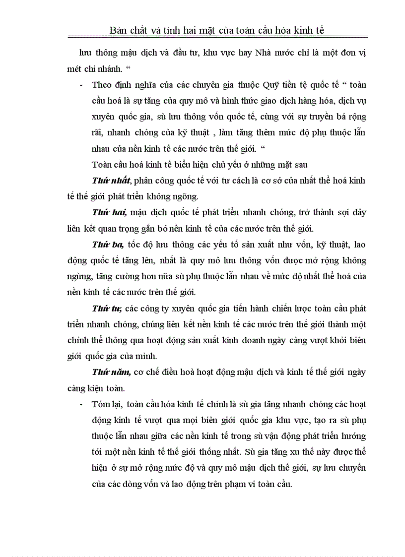 image for page Bản chất và tính hai mặt của toàn cầu hoá kinh tế