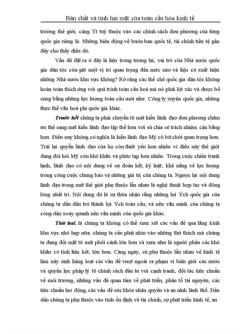 image for page Bản chất và tính hai mặt của toàn cầu hoá kinh tế