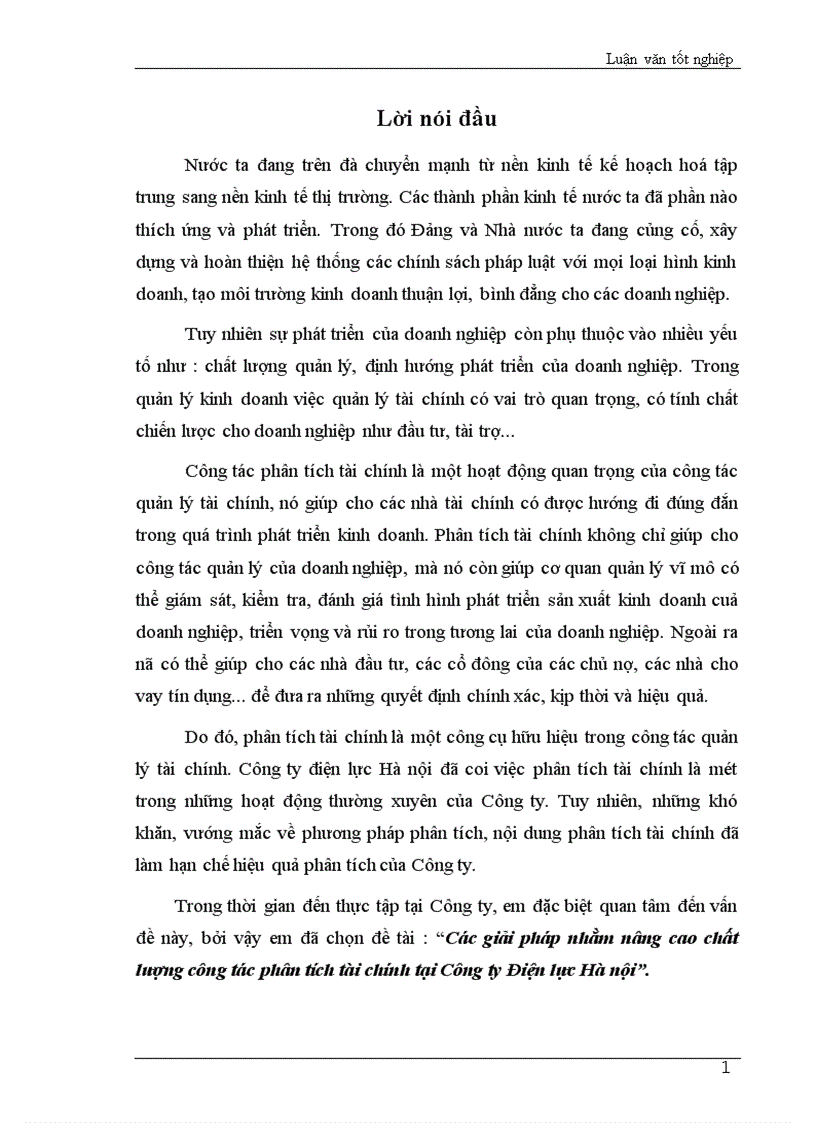 image for page Các giải pháp nhằm nâng cao chất lượng công tác phân tích tài chính tại Công ty Điện lực Hà nội 1