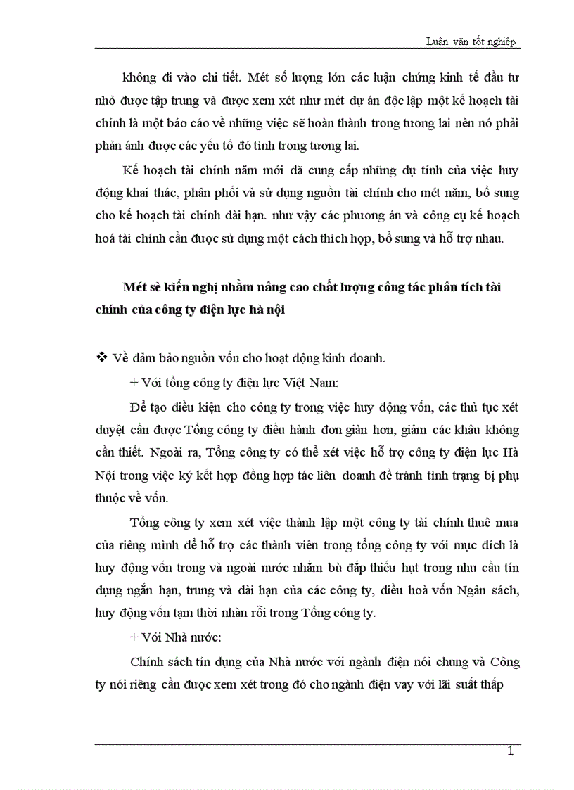 image for page Các giải pháp nhằm nâng cao chất lượng công tác phân tích tài chính tại Công ty Điện lực Hà nội 1