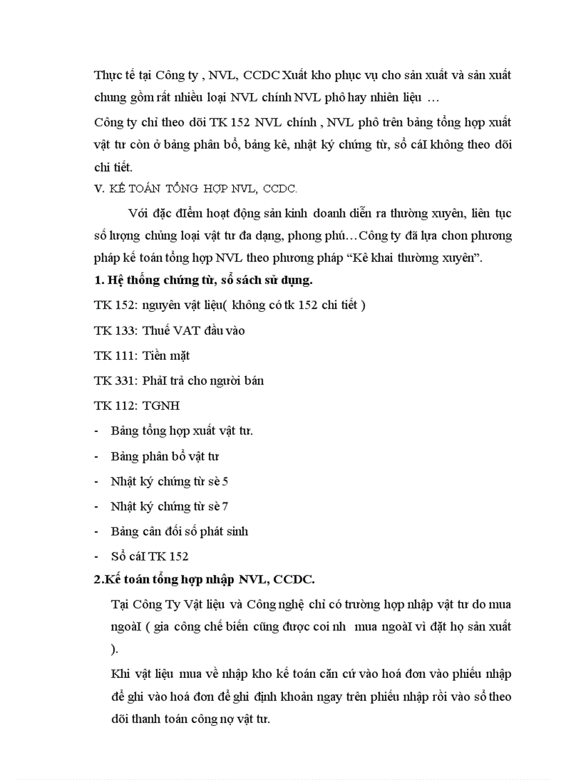 image for page Tổ chức hạch toán nguyên vật liệu ở công ty Vật liệu và công nghệ Quốc gia 1