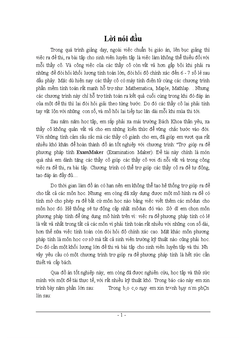 Trợ giúp ra đề phương pháp tính ExamMaker