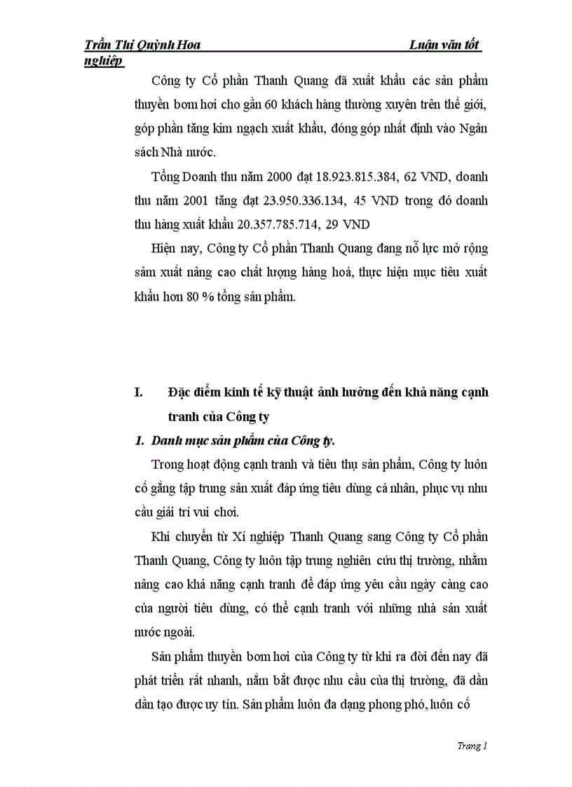 image for page Những biện pháp nhằm nâng cao khả năng cạnh tranh của Công ty Cổ phần Thanh Quang