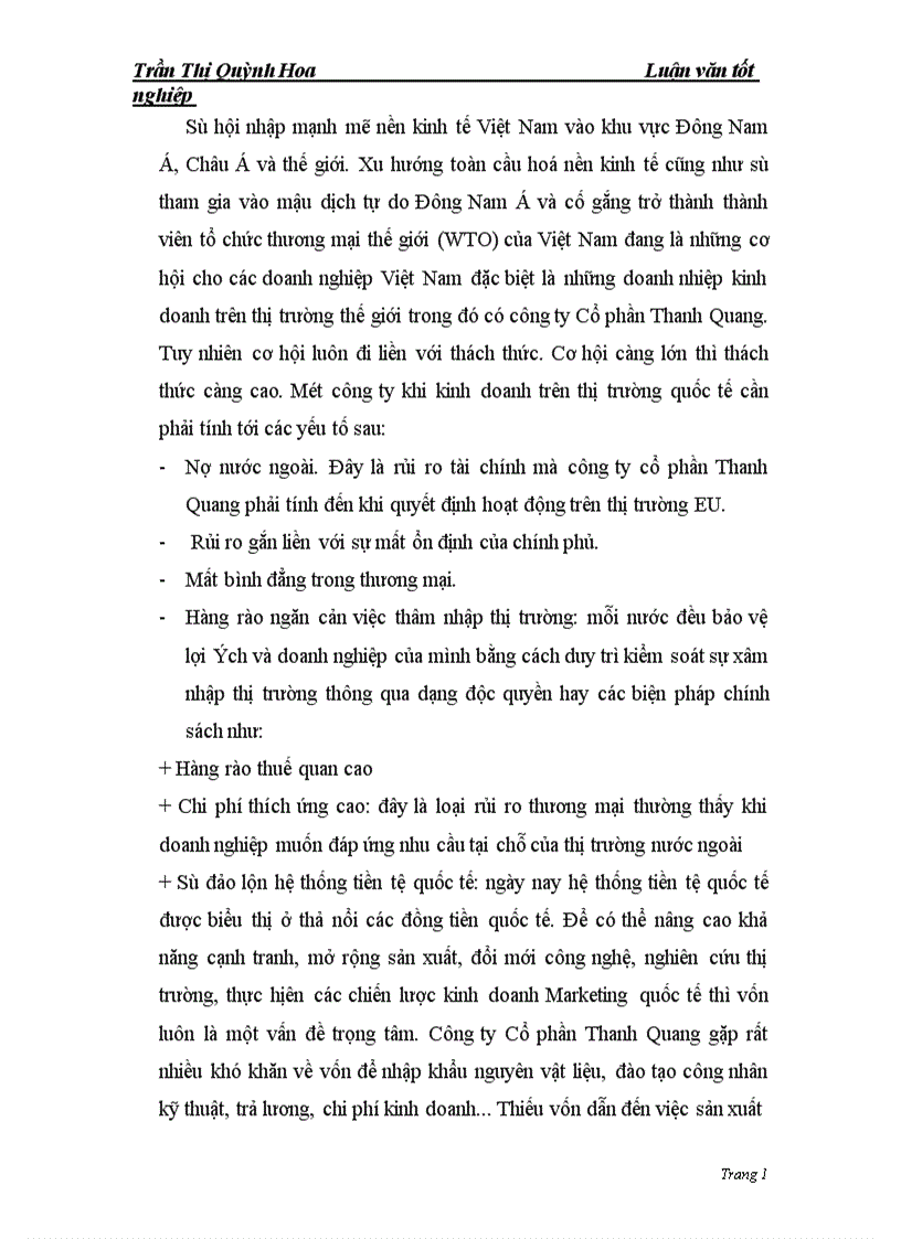 image for page Những biện pháp nhằm nâng cao khả năng cạnh tranh của Công ty Cổ phần Thanh Quang