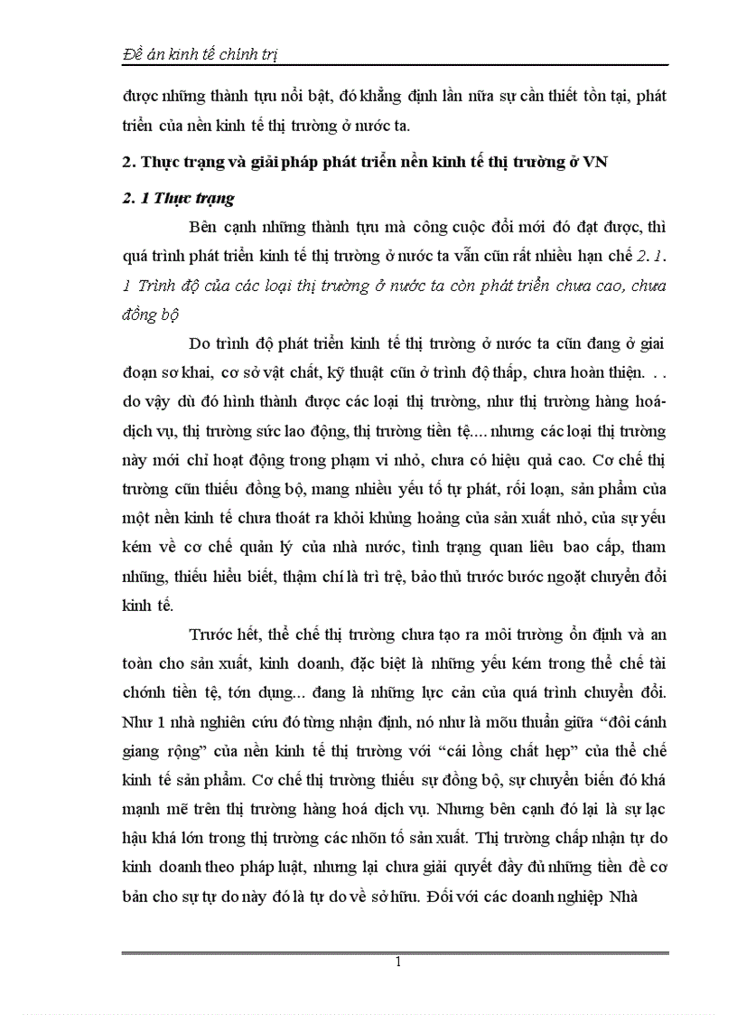 Thực trạng và giải pháp phát triển nền KTTT ở VN