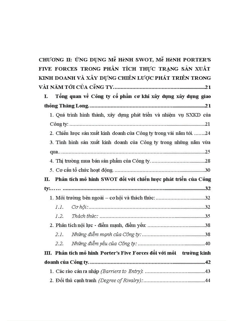 image for page Phân tích ứng dụng mô hình SWOT và mô hình Porter s Five Forces trong xây dựng chiến lược sản xuất kinh doanh tại Công ty Cổ phần Cơ khí xây dựng giao thông Thăng Long